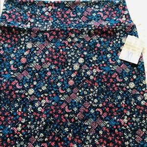 Jupe Crayon LuLaRoe Cassie Taille XS, Motif Floral Multicolore Vert, Bleu, Violet - NEUVE